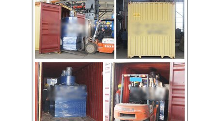 發(fā)往格魯吉亞Q69系列輥道通過式鋼板型材拋丸清理機(jī)發(fā)貨現(xiàn)場